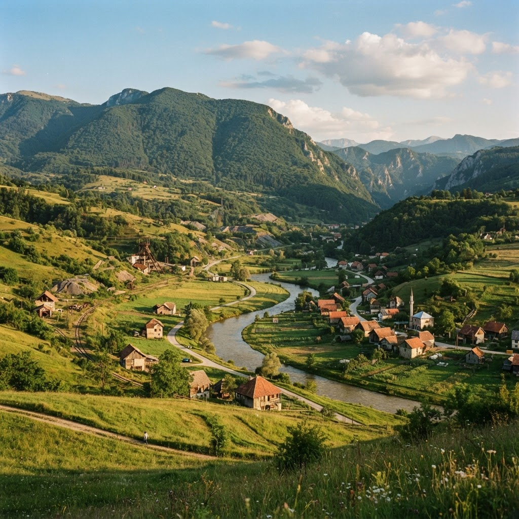 Bosnia and Herzegovina countryside in a historic mining region